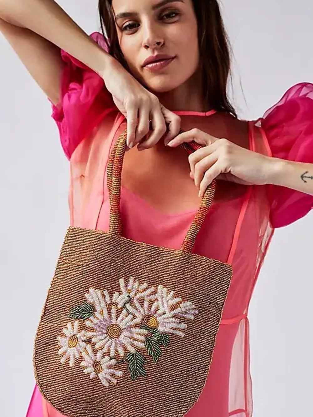 NWOT Free People Best Bet Beaded Tote